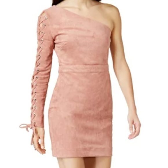 NWT Endless Rose Faux Suede A-Line Bodycon Dress Azalea Pink Size L - Picture 1 of 6